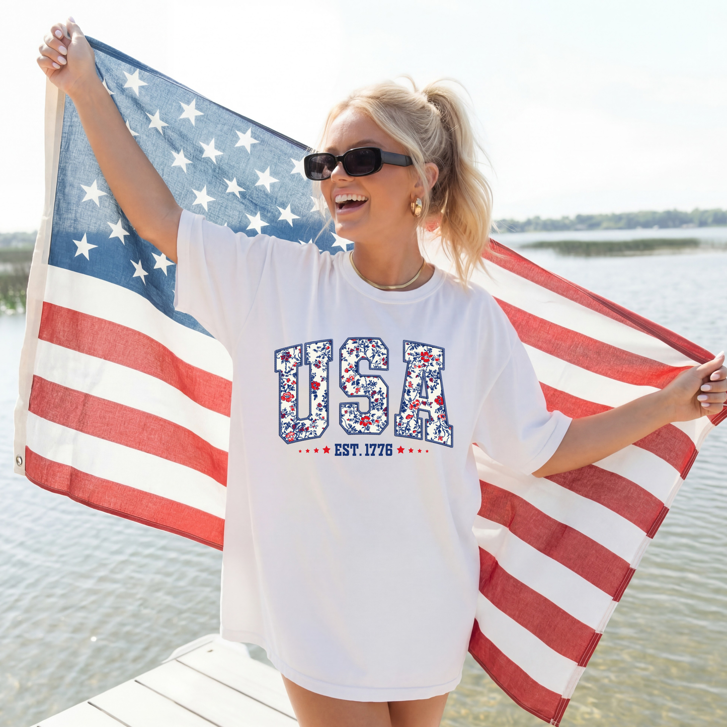 USA floral tee