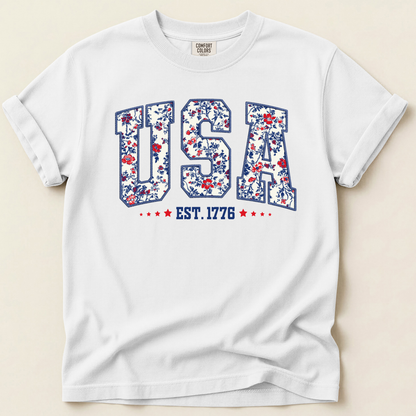USA floral tee