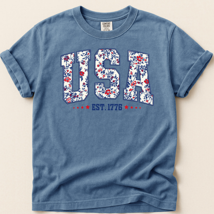 USA floral tee