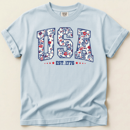 USA floral tee