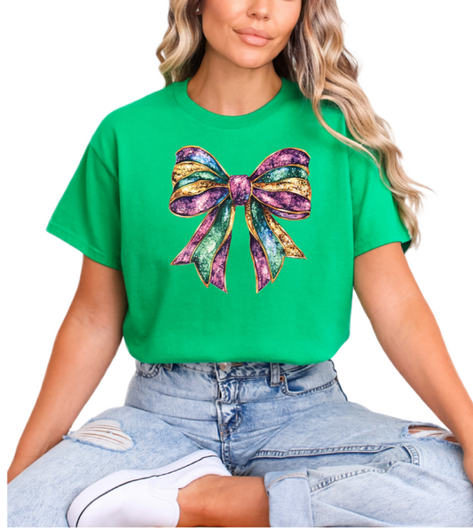 Mardi Gras bow tee